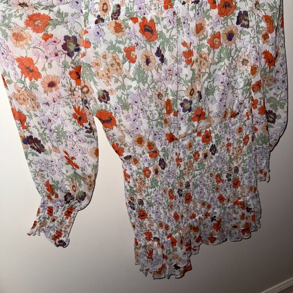 Veronica Beard "Saera" Floral Smocked Mini Dress - Women's US Size 8 - Picture 12 of 15